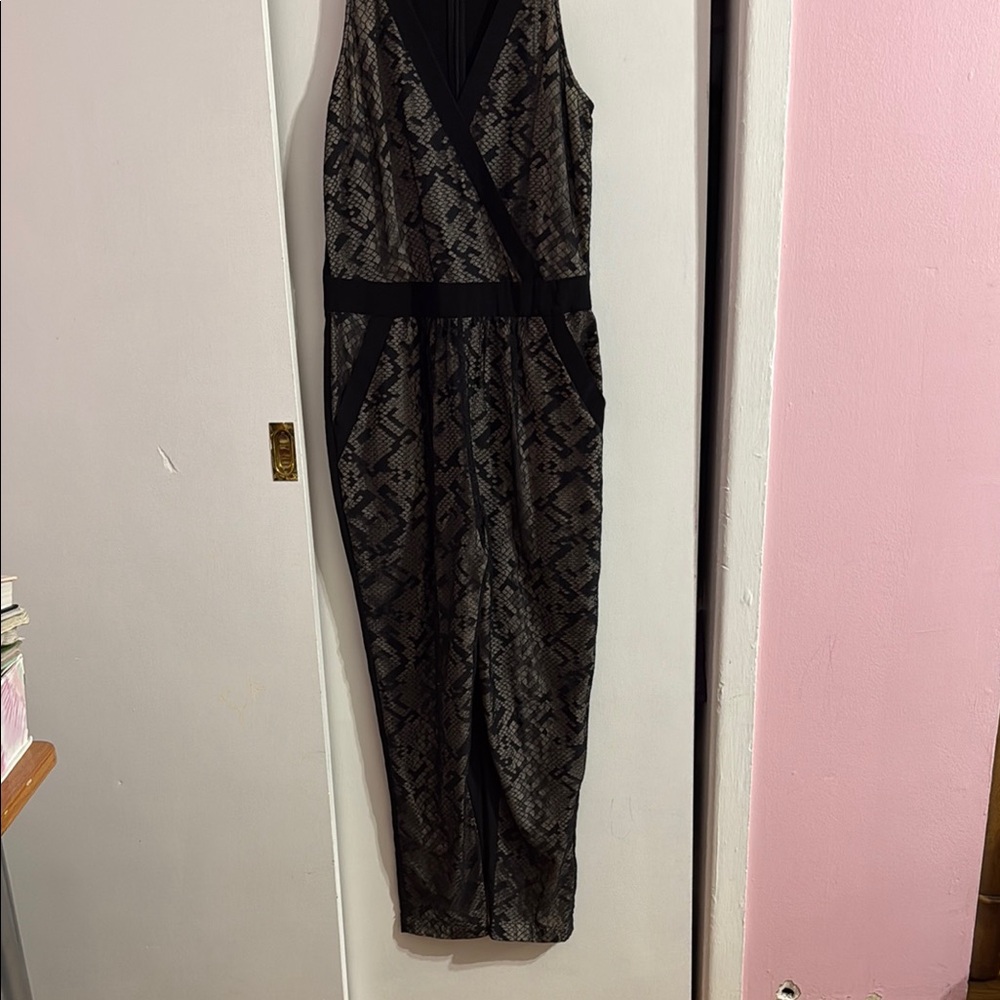 Chic Black and Gray Snakeskin Jumpsuit